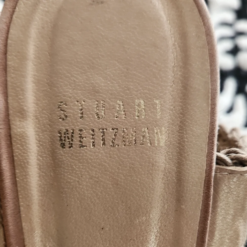 Stuart Weitzman Taupe Woven Espadrille Wedge Sandals - Picture 5 of 5
